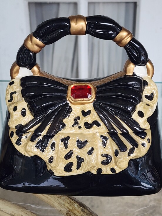 Source Unknown Handbags - David's Cookies "Animal Print" With Ruby Jar, Ceramic Purse Cookie/Trinket Box